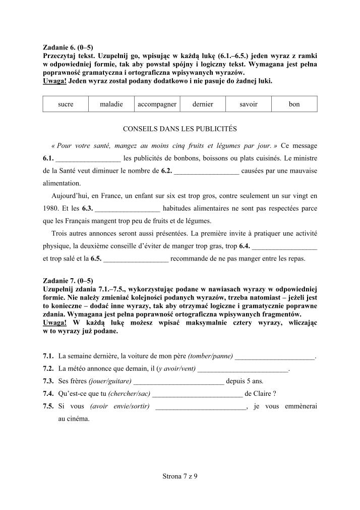 Pytania-jezyk-francuski-p. rozszerzony-egzamin-gimnazjalny-2012-strona-07