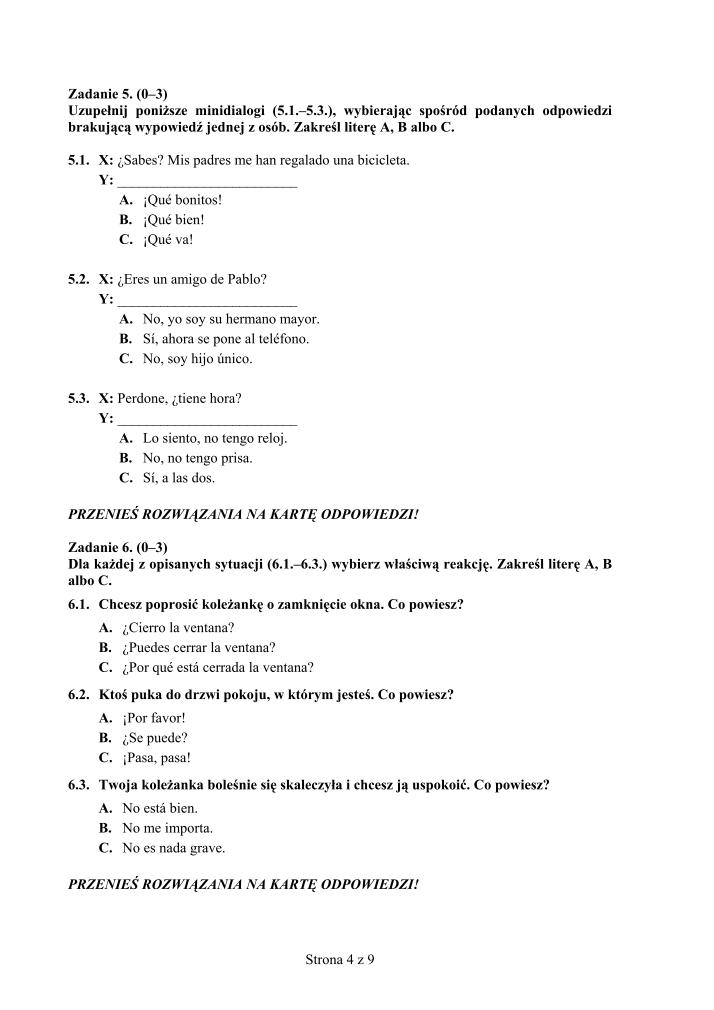 Pytania-jezyk-hiszpanski-p. podstawowy-egzamin-gimnazjalny-2012-strona-04