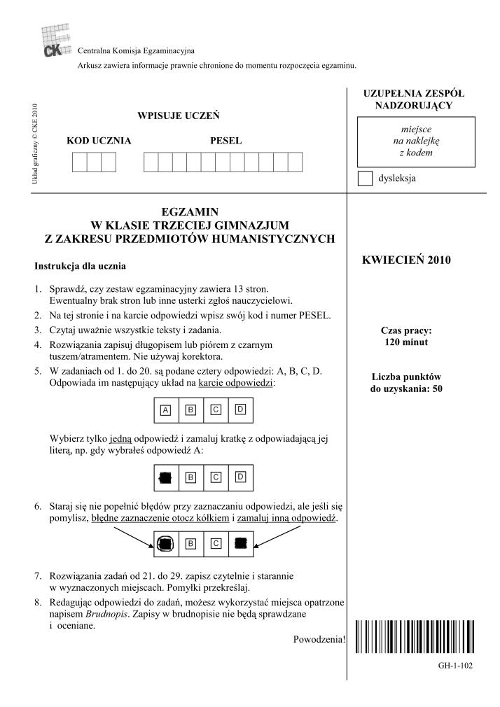 Pytania-czesc-humanistyczna-egzamin-gimnazjalny-2010-strona-01