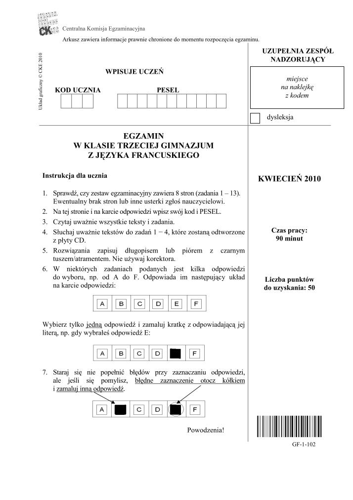 Pytania-jezyk-francuski-egzamin-gimnazjalny-2010-strona-01