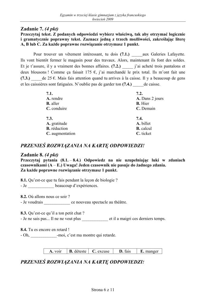 Pytania-jezyk-francuski-egzamin-gimnazjalny-2009-strona-06