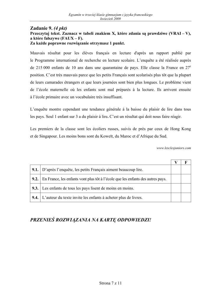 Pytania-jezyk-francuski-egzamin-gimnazjalny-2009-strona-07