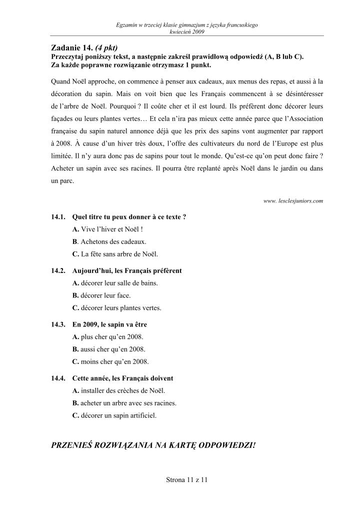 Pytania-jezyk-francuski-egzamin-gimnazjalny-2009-strona-11
