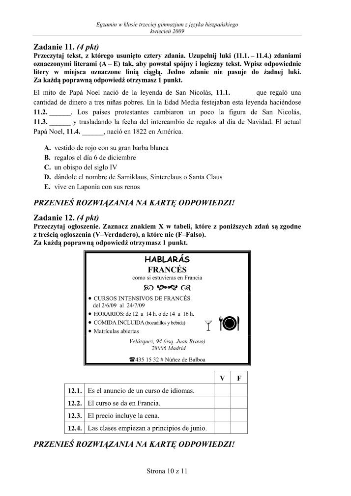 Pytania-jezyk-hiszpanski-egzamin-gimnazjalny-2009-strona-10