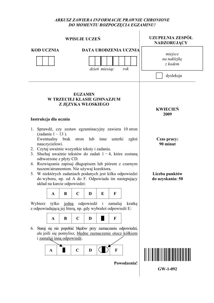 Pytania-jezyk-wloski-egzamin-gimnazjalny-2009-strona-01