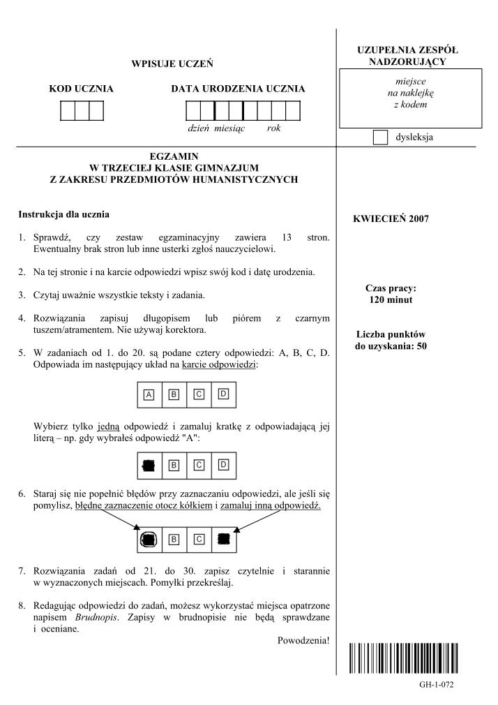 Pytania-czesc-humanistyczna-egzamin-gimnazjalny-2007-strona-01