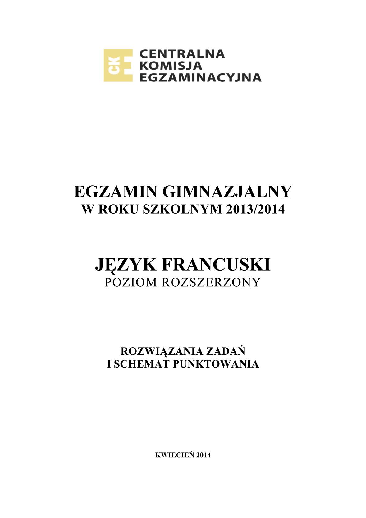 odpowiedzi-francuski-poziom-rozszerzony-egzamin-gimnazjalny-25.04.2014-str.1