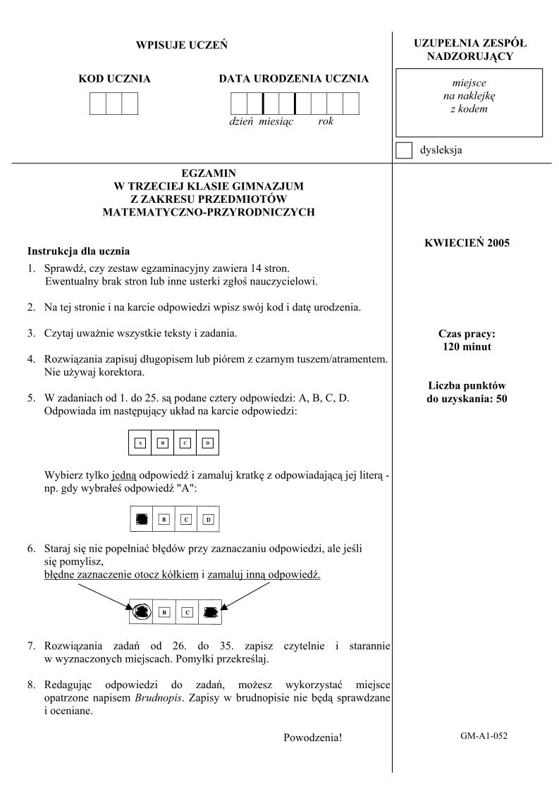 Pytania-czesc-matematyczno-przyrodnicza-egzamin-gimnazjalny-2005-strona-01