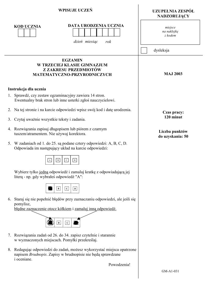 Pytania-czesc-matematyczno-przyrodnicza-egzamin-gimnazjalny-2003-strona-01