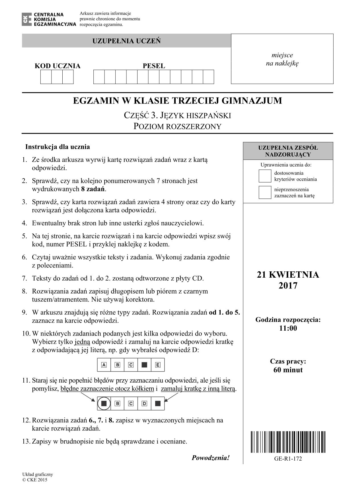 pytania-hiszpanski-poziom-rozszerzony-egzamin-gimnazjalny-2017 - 1
